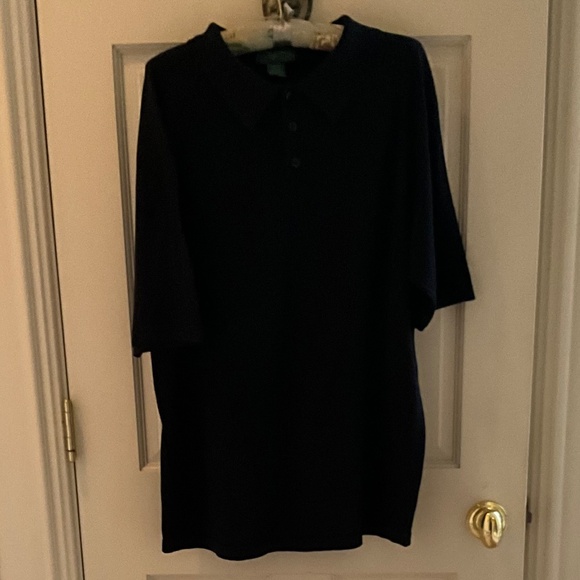 ELEGANT 100% (TRUE) BLACK SILK POLO BY TOM JAMES-EUC/XL - Picture 3 of 9